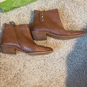 Sam Edelman Tan Ankle Booties with Gold Accents